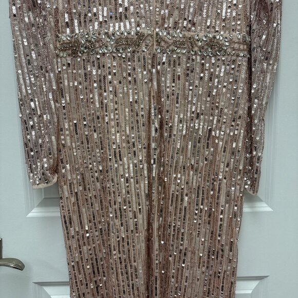 Mac Duggal Size 16 Rose Pink 93549 Sequin Embellished Long Sleeve Gown Dress NWT - Picture 13 of 16